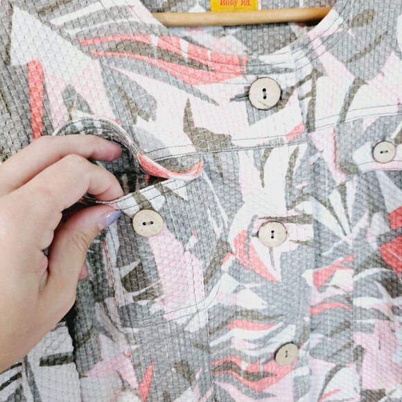 Ruby Rd. Womens Textured Floral Jacket Button Front & 3/4 Sleeves Sz M《919》J - Picture 4 of 6